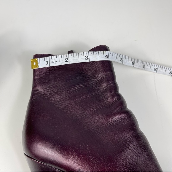 PRADA Women’s Plum Metallic Bronzed High Heel Side Zip Ankle Boots Booties 39.5 - Picture 15 of 16